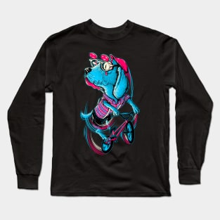 Dog Biker Cute Dogs Cycling Lover Art Long Sleeve T-Shirt